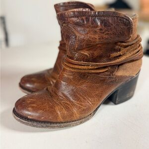 FREE BIRD Brown Leather Ankle Boots